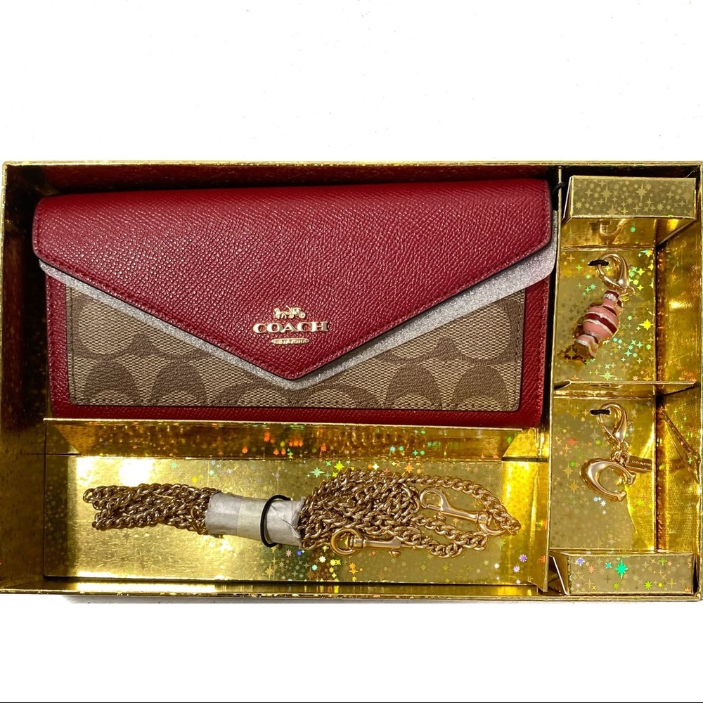 Coach Wallet w/ Chain Slim Envelope Gift Box - Picture 4 of 16